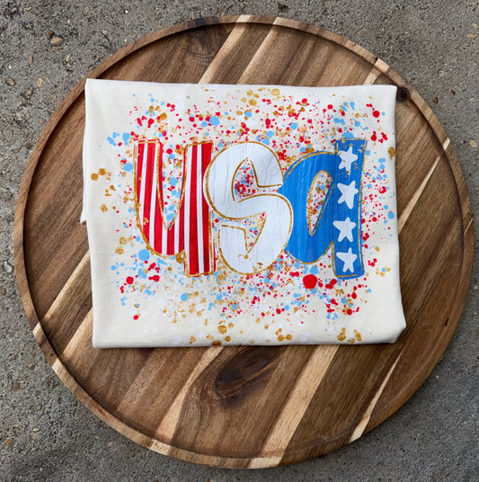 USA Paint Splatter (Printed Letters) ❤️🤍💙