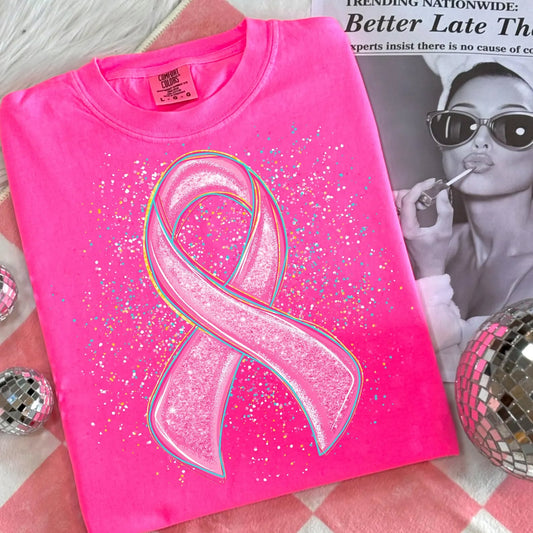 Breast Cancer Ribbon Paint Splatter