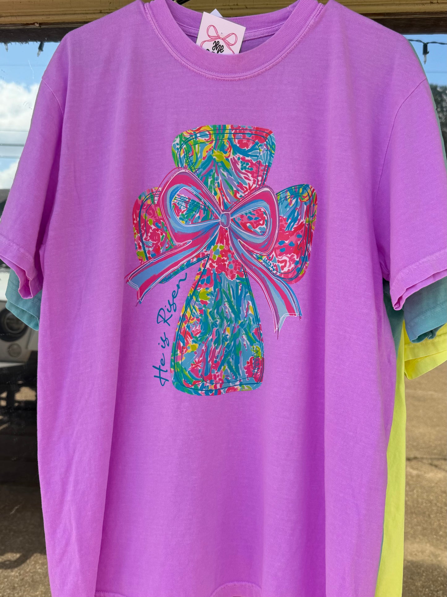 He Is Risen Neon Cross
