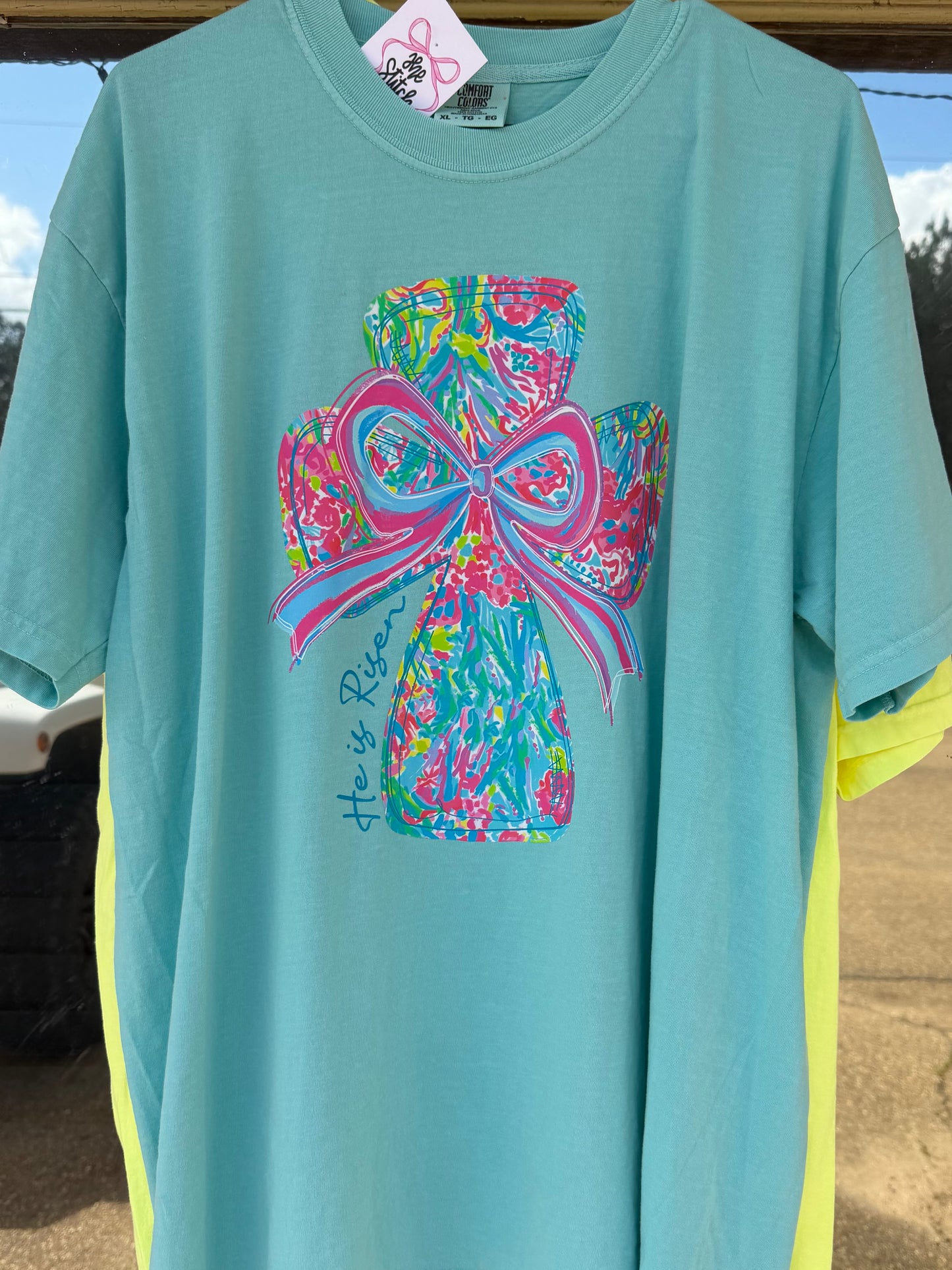 He Is Risen Neon Cross