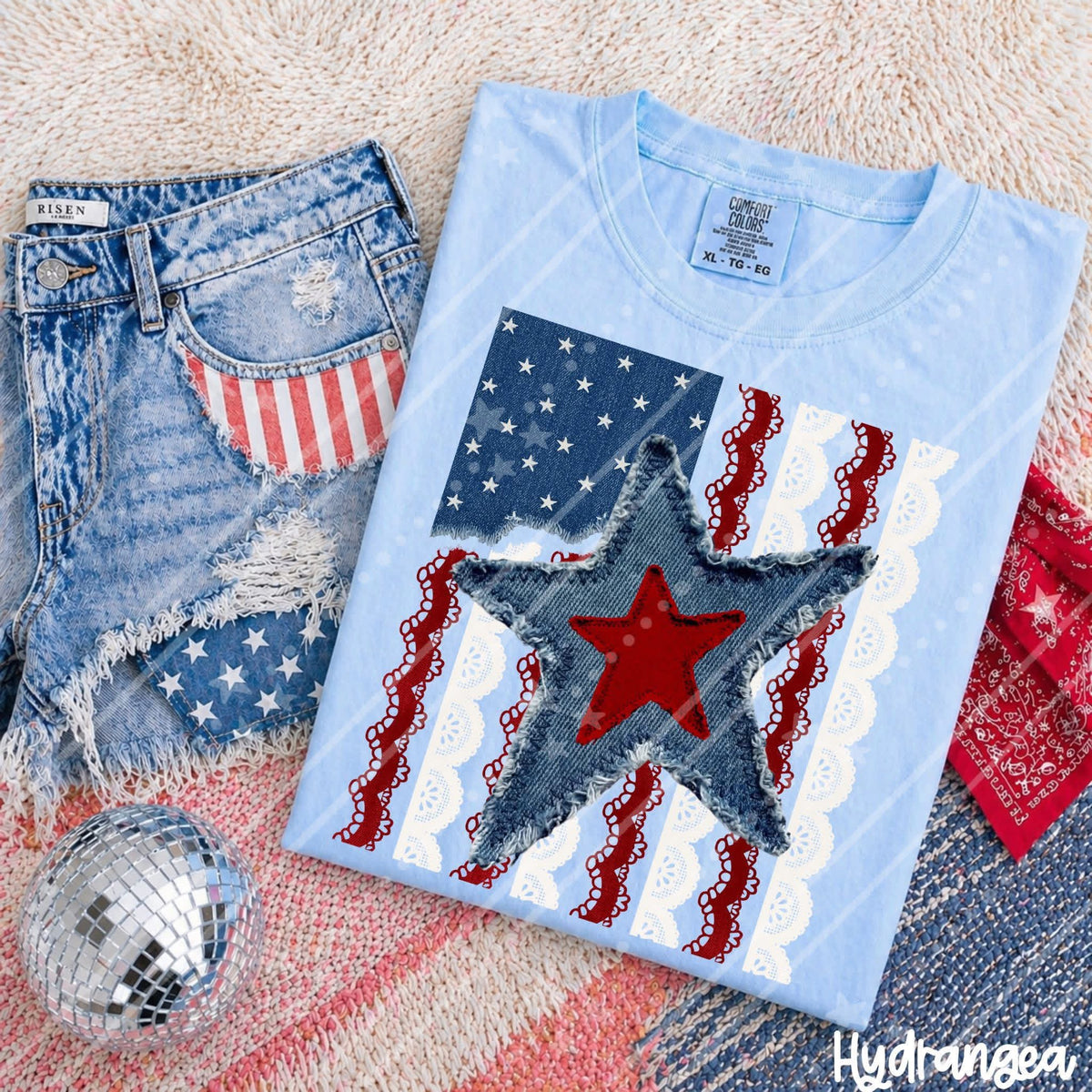 Blue Jean Star Lace Flag
