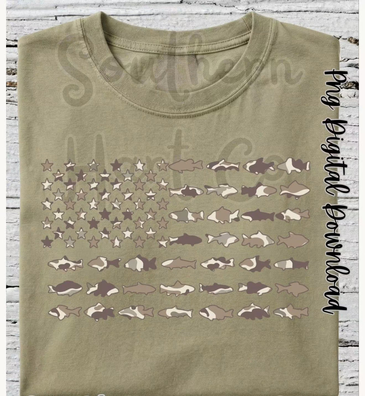 Camo Fish American Flag